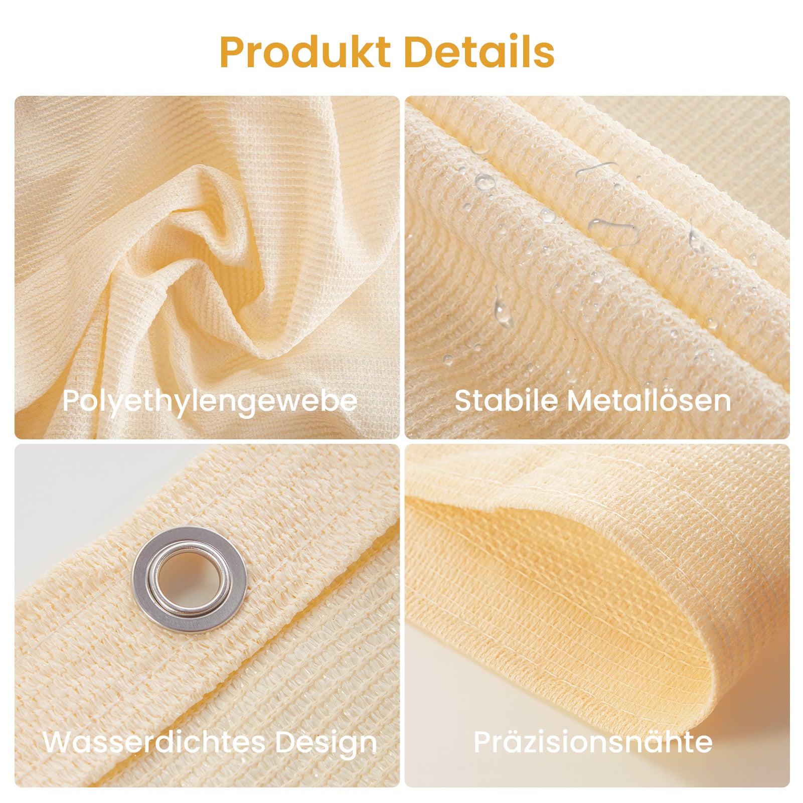 Premium Balkon-Sichtschutz & Windschutz (90x500 cm) – Wetterfeste Verkleidung in Beige, Montage ohne Bohren