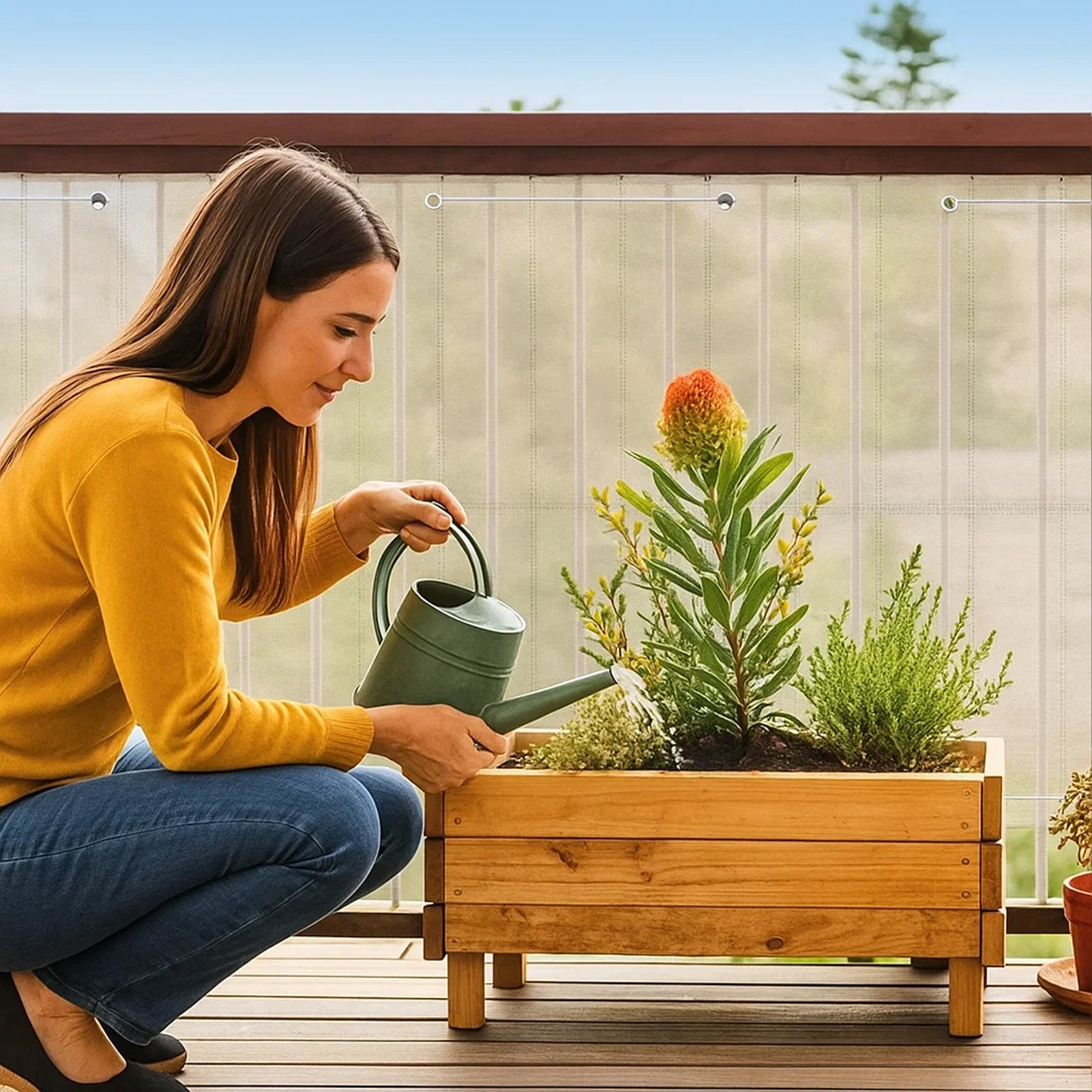 Premium Balkon-Sichtschutz & Windschutz (90x500 cm) – Wetterfeste Verkleidung in Beige, Montage ohne Bohren