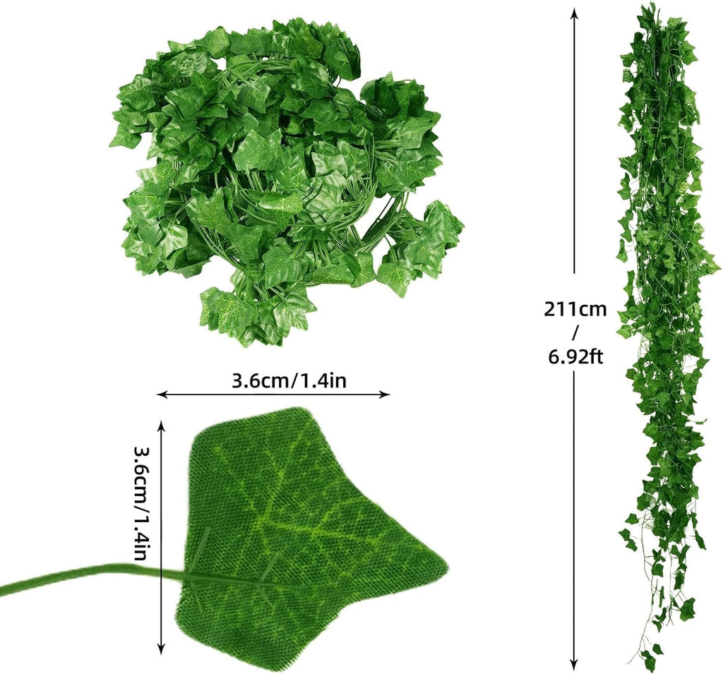 12er Set Künstliche Efeu-Girlanden (je 2,1m) – Realistische Kunstpflanzen für Deko, Garten & Balkon