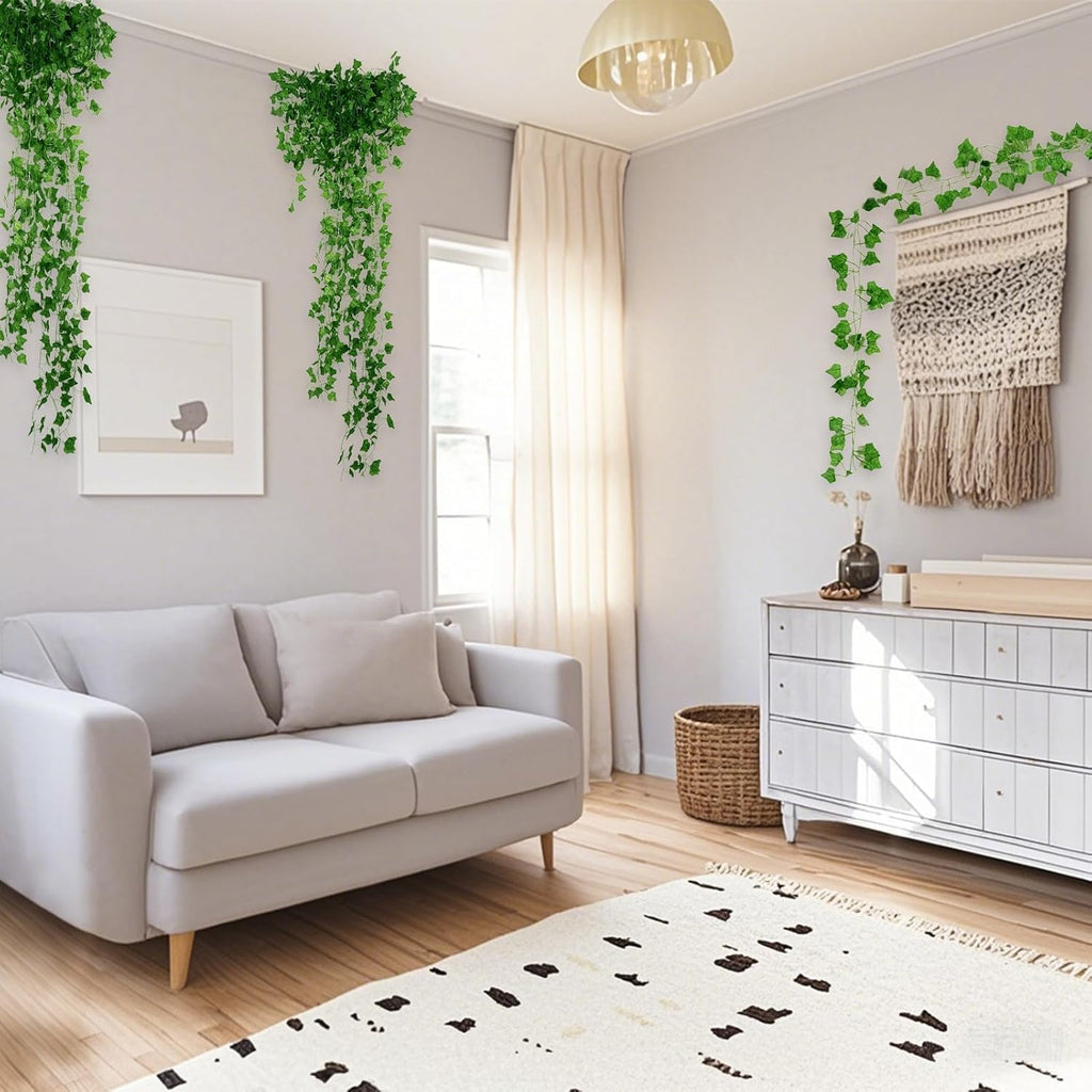 12er Set Künstliche Efeu-Girlanden (je 2,1m) – Realistische Kunstpflanzen für Deko, Garten & Balkon