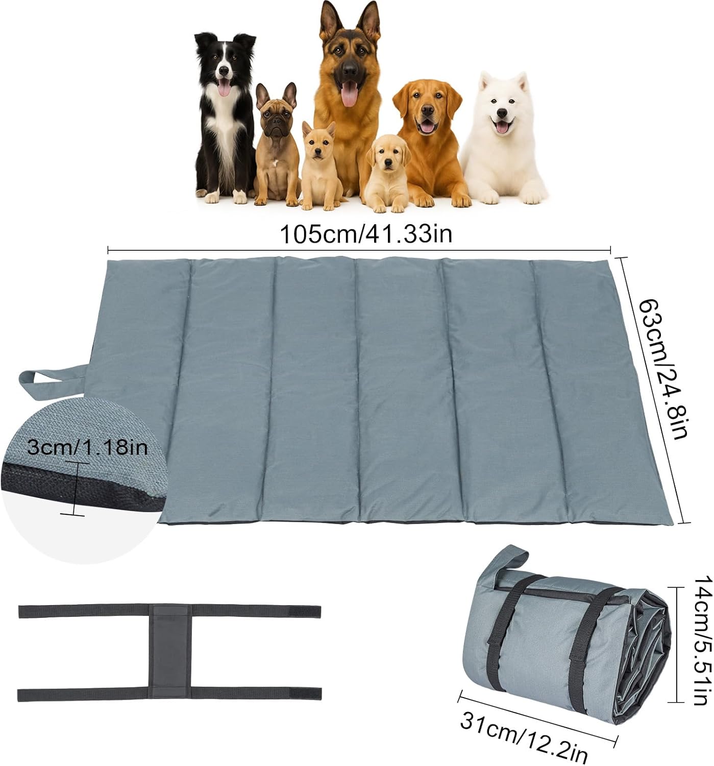 Outdoor Hundematte für Unterwegs – Faltbare Reisedecke, weich & waschbar (verschiedene Größen)