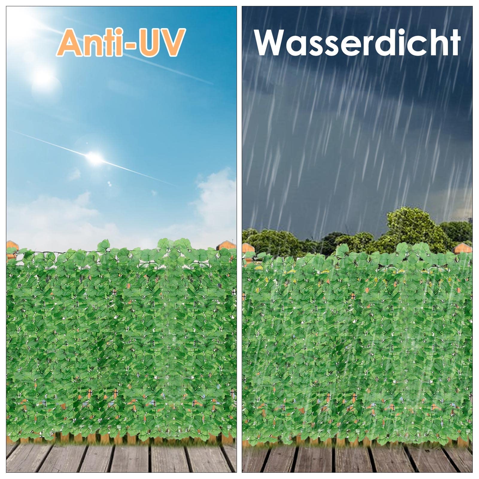 Premium PVC Sichtschutzmatte Grün – Wetterfester Sichtschutzzaun für Garten, Balkon & Terrasse (100 x 300 cm)