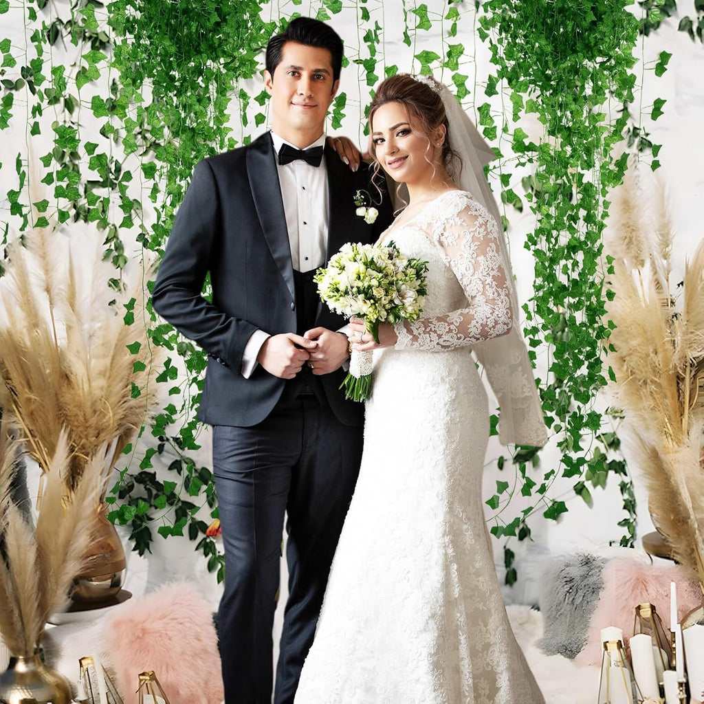 12er Set Künstliche Efeu-Girlanden (je 2,1m) – Realistische Kunstpflanzen für Deko, Garten & Balkon