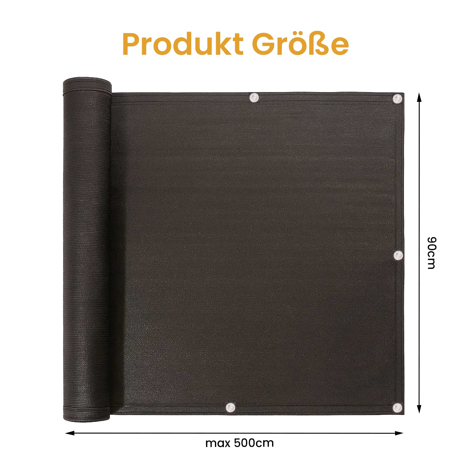 Premium Balkon-Sichtschutz & Windschutz (90x500 cm) – Wetterfeste Verkleidung in Beige, Montage ohne Bohren