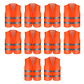 10er Set Warnwesten Orange – Hochsichtbare Sicherheitswesten inklusive Aufbewahrungstasche