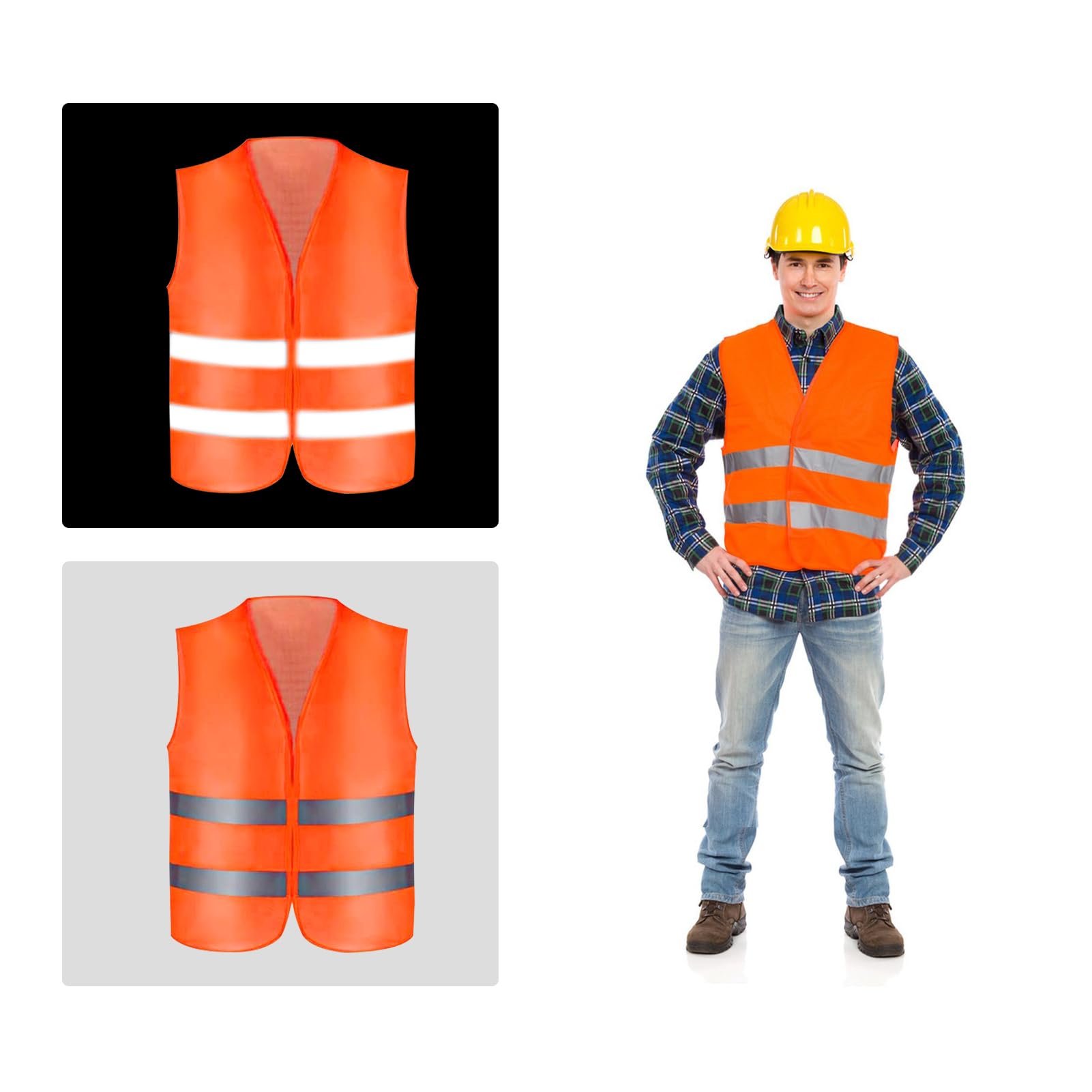 10er Set Warnwesten Orange – Hochsichtbare Sicherheitswesten inklusive Aufbewahrungstasche