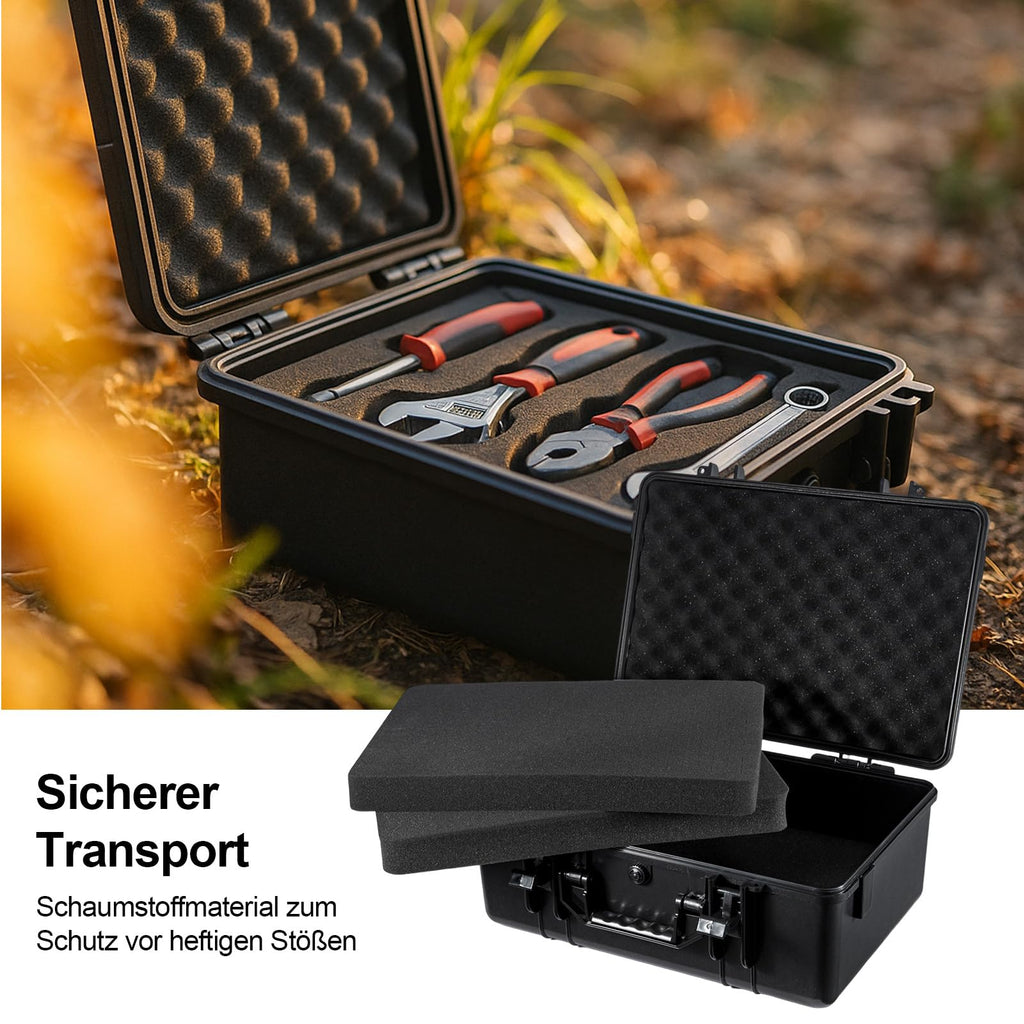 Robuster Hartschalenkoffer mit Schaumstoffeinlage (440x345x180 mm) – Wasserdichter Schutzkoffer für Kameras, Drohnen & Werkzeug