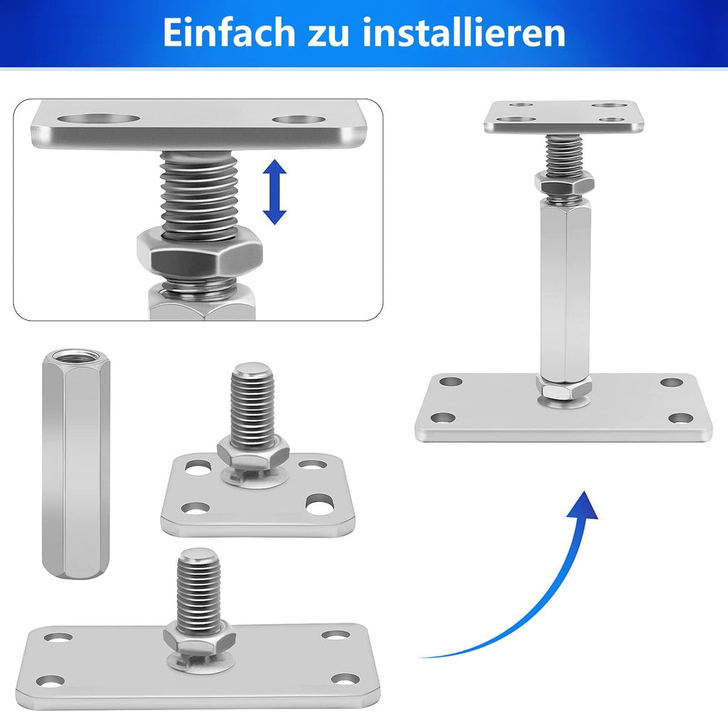 Profi Pfostenträger höhenverstellbar (140–200 mm) – Verzinkter Stützenfuß für Holzpfosten & Terrassenbau
