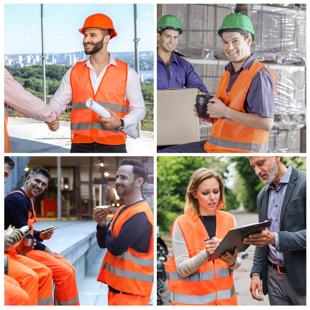 10er Set Warnwesten Orange – Hochsichtbare Sicherheitswesten inklusive Aufbewahrungstasche