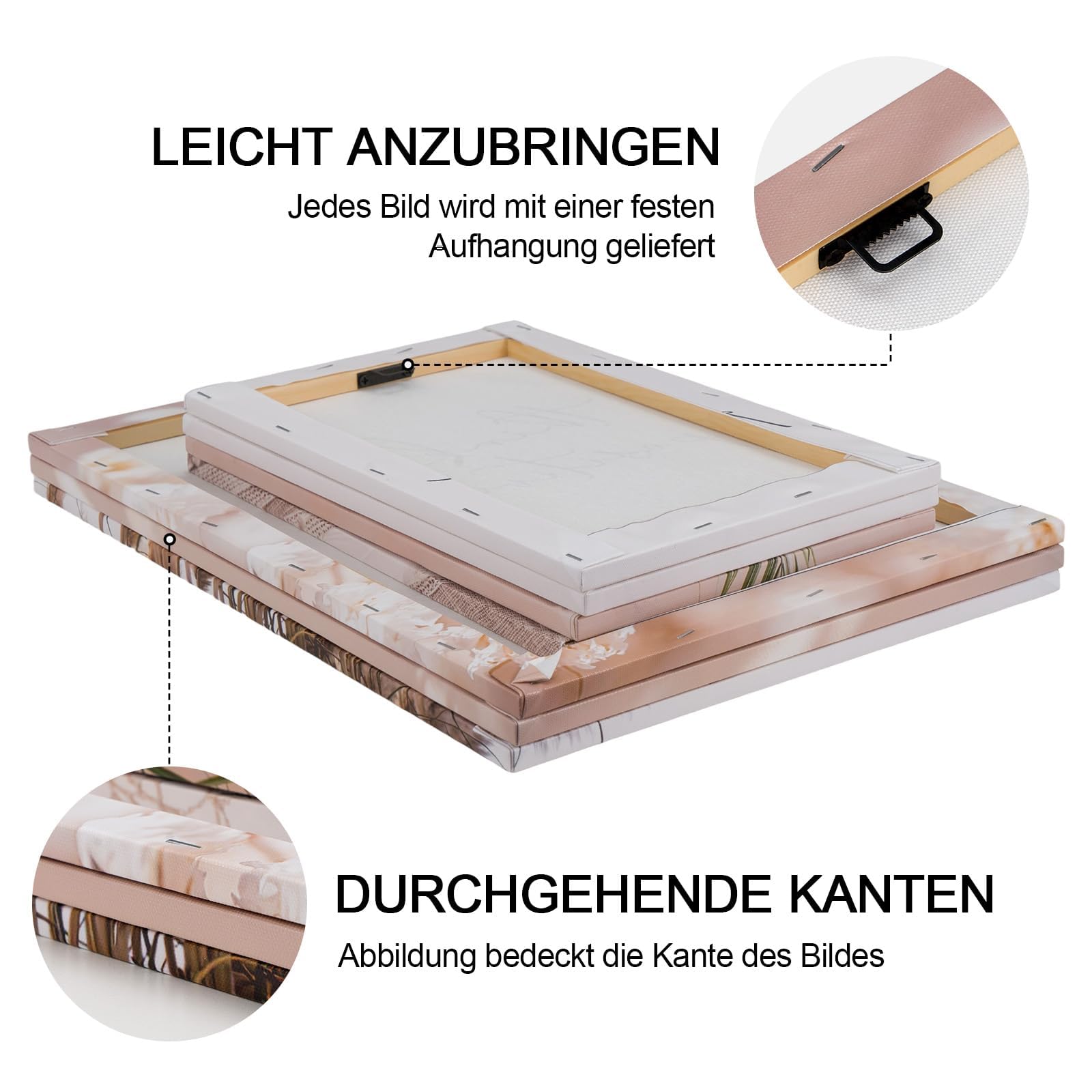 Premium Wandbilder-Set "Boho-Nature" (7-teilig) – Moderne Kunstdrucke mit Pampasgras & Naturmotiven für Wohn- & Schlafzimmer