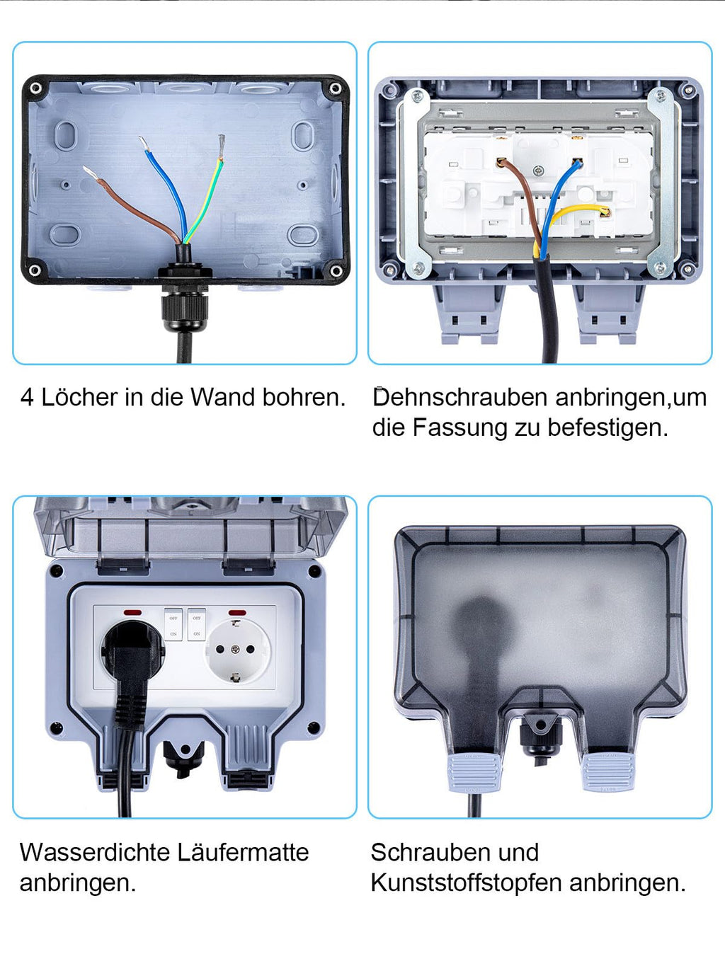 15m Outdoor-Verlängerungskabel mit IP66 Doppelsteckdose – Wasserdichte Gartensteckdose mit Schalter & Kontrollleuchte