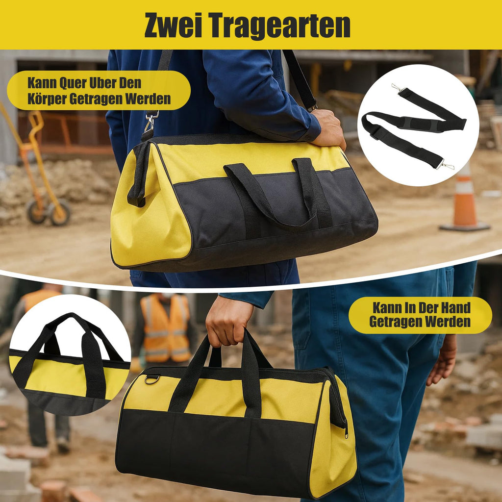 Profi Techniker-Werkzeugtasche (37x29x21 cm) – Kompakte Montagetasche mit verstellbarem Schultergurt