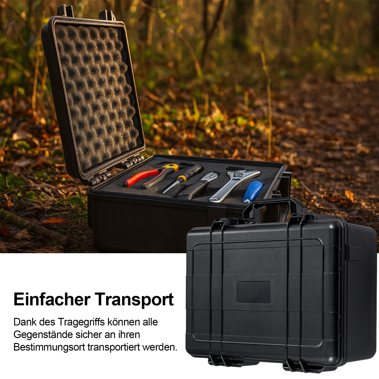 Robuster Hartschalenkoffer mit Schaumstoffeinlage (440x345x180 mm) – Wasserdichter Schutzkoffer für Kameras, Drohnen & Werkzeug