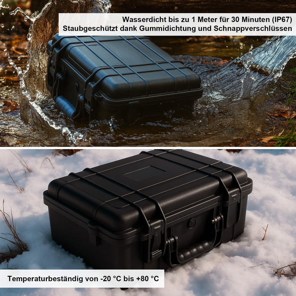 Robuster Hartschalenkoffer mit Schaumstoffeinlage (440x345x180 mm) – Wasserdichter Schutzkoffer für Kameras, Drohnen & Werkzeug