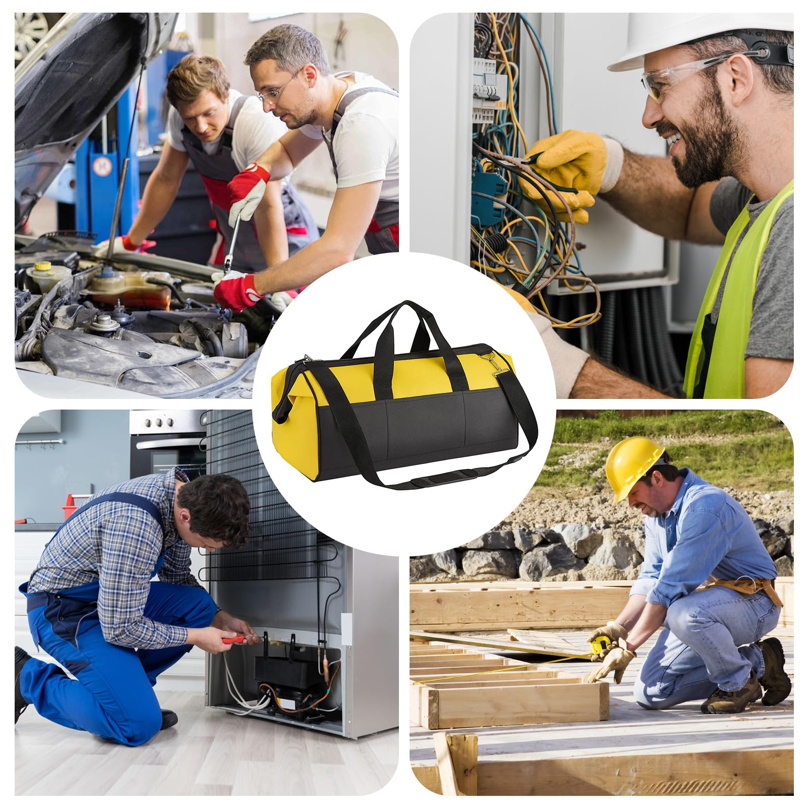 Profi Techniker-Werkzeugtasche (37x29x21 cm) – Kompakte Montagetasche mit verstellbarem Schultergurt